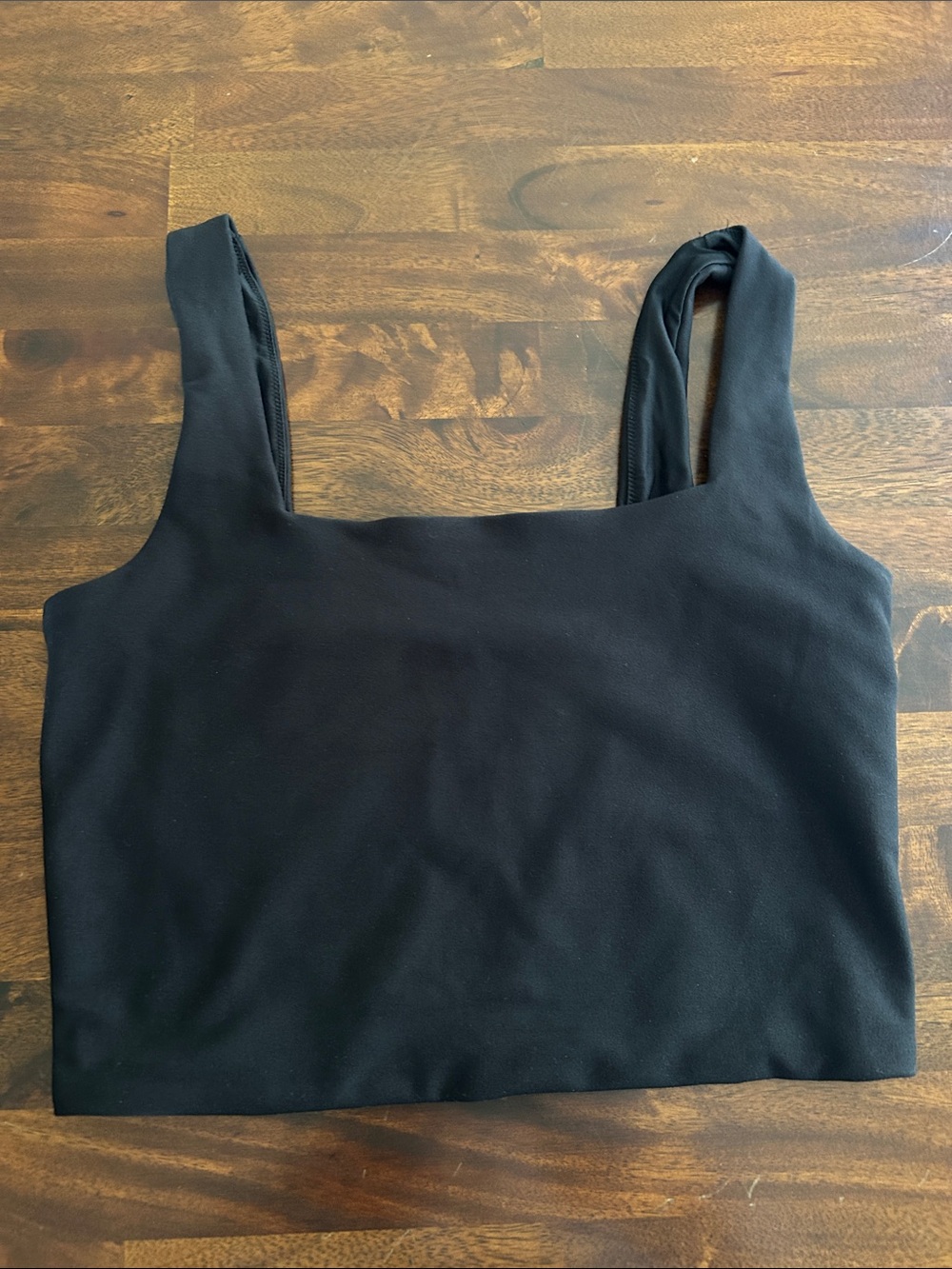 Square-Neck Black Crop Top with Wide Straps